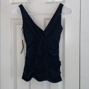 Blue ruched tank top